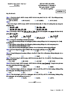 Đề thi trắc nghiệm môn Hình học 11 chương III - Mã đề thi 132